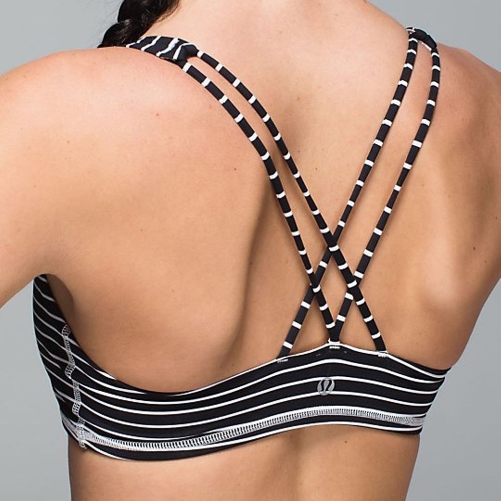 Lululemon Free to Bra Bra - Parallel Stripe Black White - Size 8